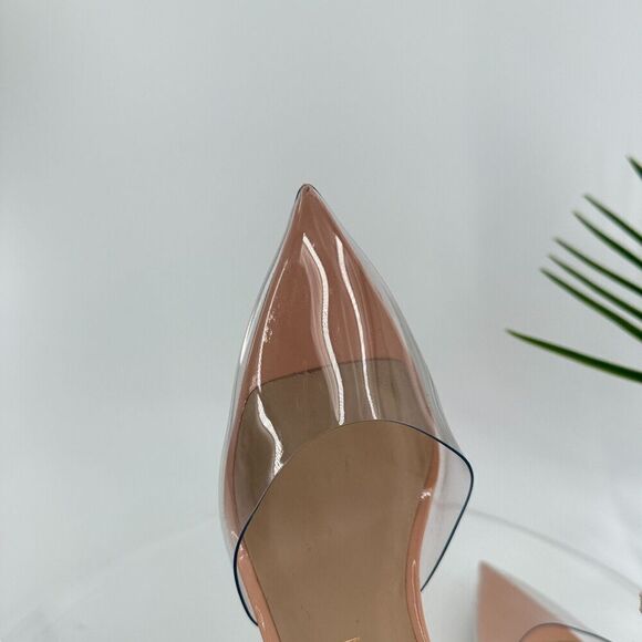 Stuart Weitzman Stuart PVC Pointed Toe Pump 9.5 Nude Patent Leather Stilleto - Picture 16 of 16